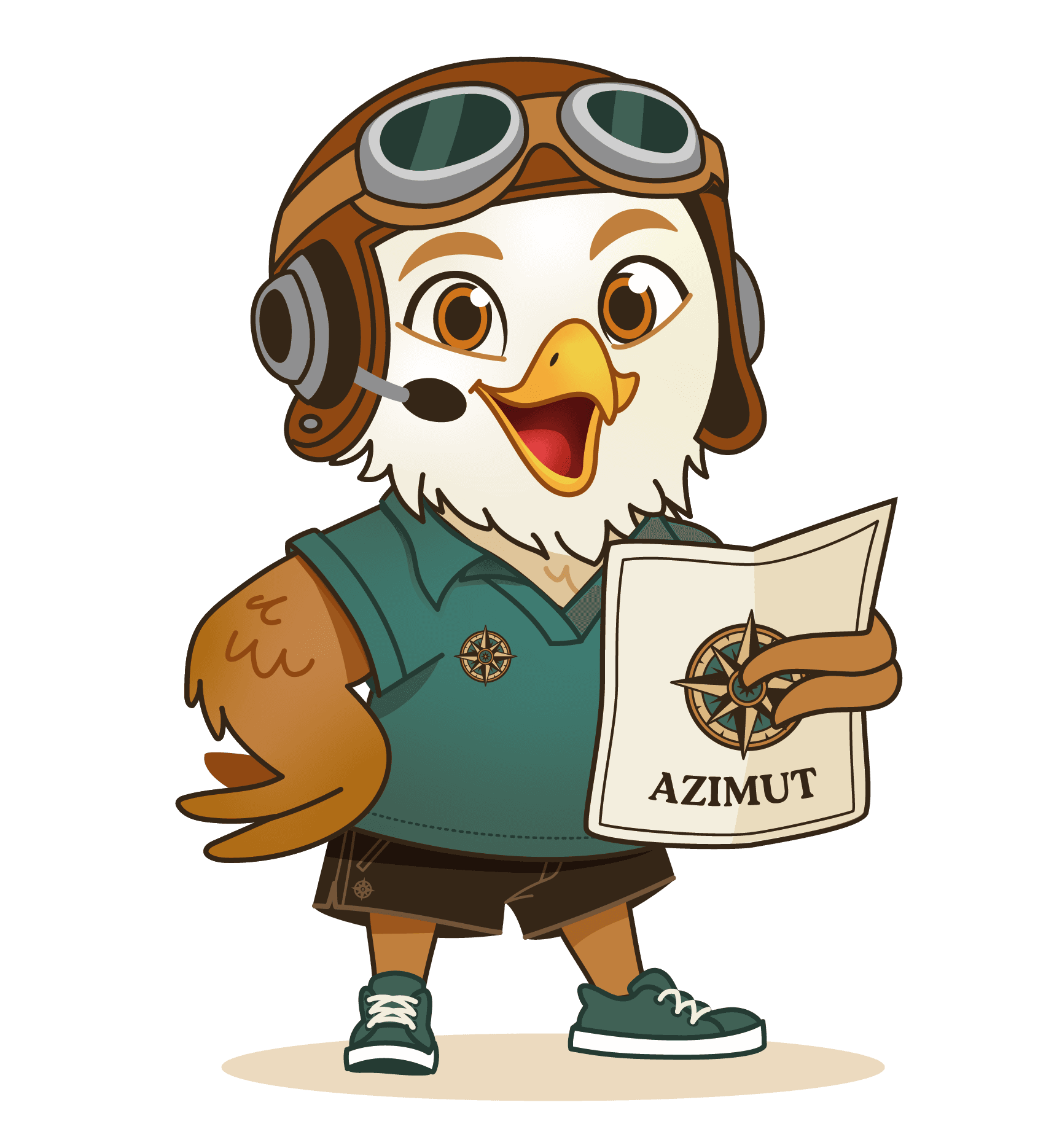 Azi, la mascotte d'Azimut Games, en tenue d'explorateur